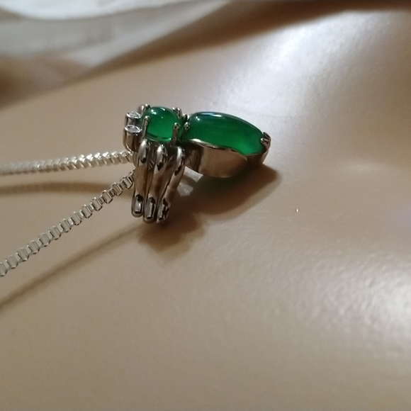 @Sale! jade and silver spider with crystal eyes on a 17" 925 silver - Picture 5 of 6